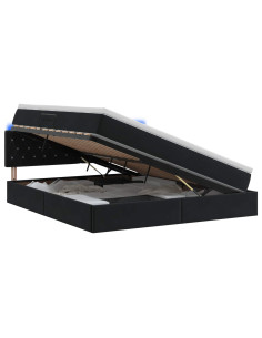 Letto con contenitore LED e materasso Nero 180 x 200 cm Velluto 2