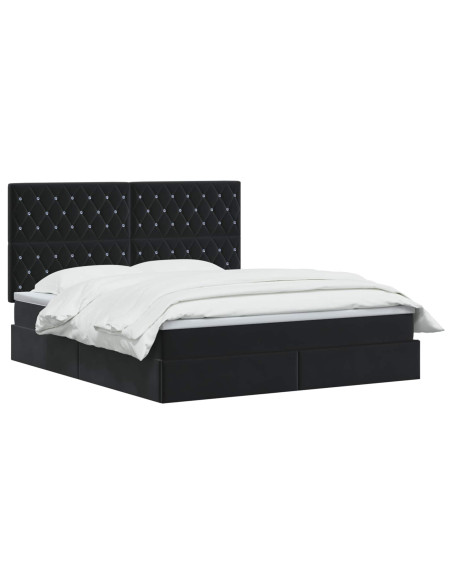Letto con contenitore e materasso Nero 180 x 200 cm Velluto