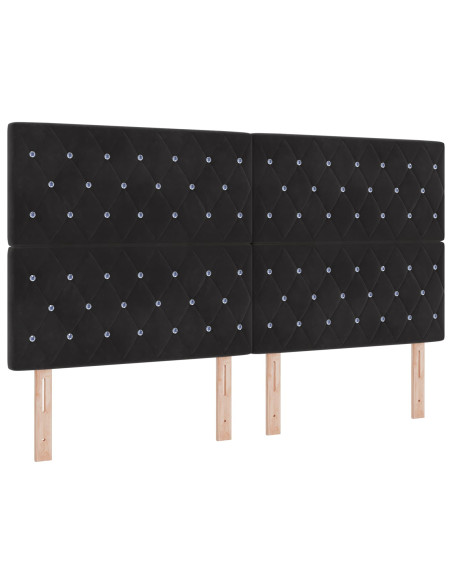 Letto con contenitore LED e materasso Nero 180 x 200 cm Velluto