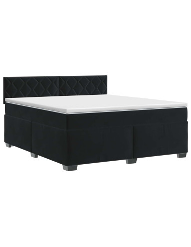 Letto box spring con materasso Nero 180 x 200 cm Velluto