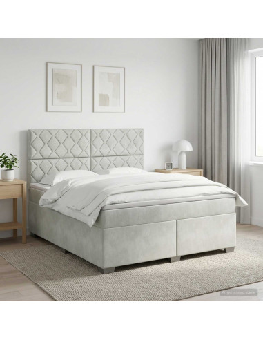 Letto box spring con materasso Grigio Chiaro 180 x 200 cm