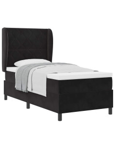 Letto a molle con testiera Nero 190 x 90 cm Velluto 2