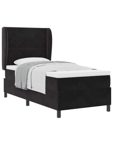Letto a molle con testiera Nero 190 x 90 cm Velluto