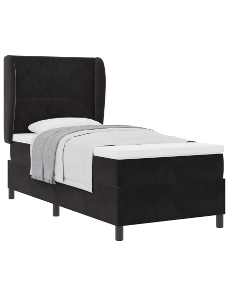 Letto a molle con testiera Nero 190 x 90 cm Velluto