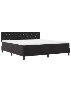 Letto a Sorgente LED con materasso Nero 180 x 200 cm Velluto 2