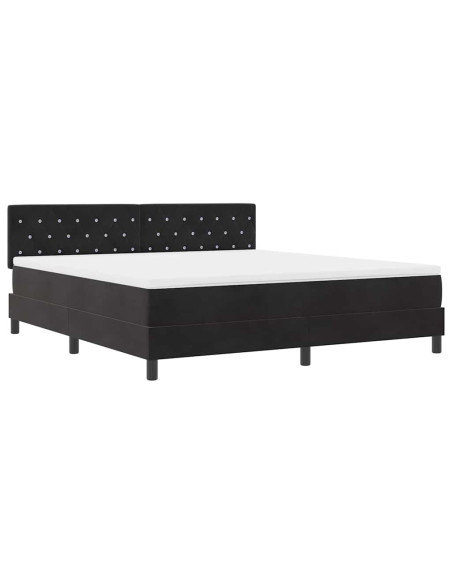 Letto a Sorgente LED con materasso Nero 180 x 200 cm Velluto