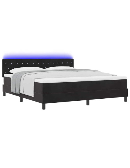 Letto a Sorgente LED con materasso Nero 180 x 200 cm Velluto