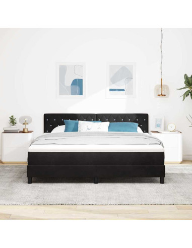 Letto a Sorgente LED con materasso Nero 180 x 200 cm Velluto