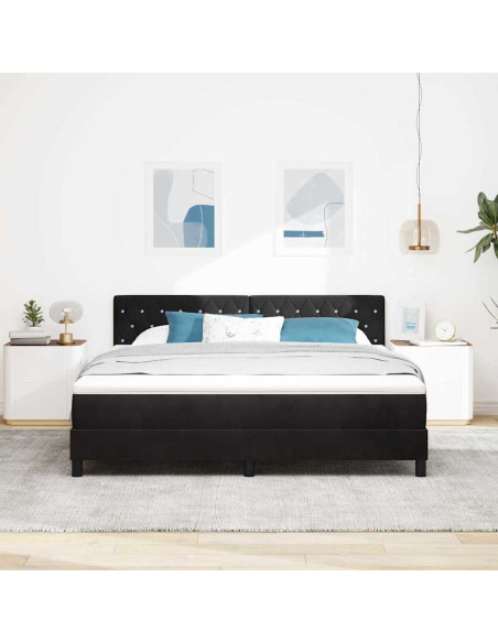 Letto a Sorgente LED con materasso Nero 180 x 200 cm Velluto