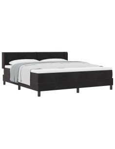 Letto a molle con testiera Nero 200 x 180 cm Velluto 2