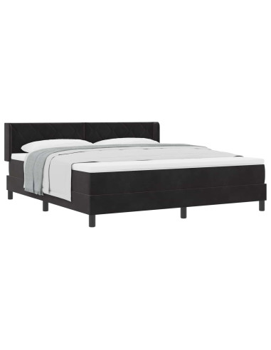 Letto a molle con testiera Nero 200 x 180 cm Velluto