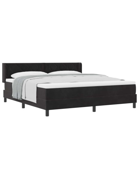 Letto a molle con testiera Nero 200 x 180 cm Velluto