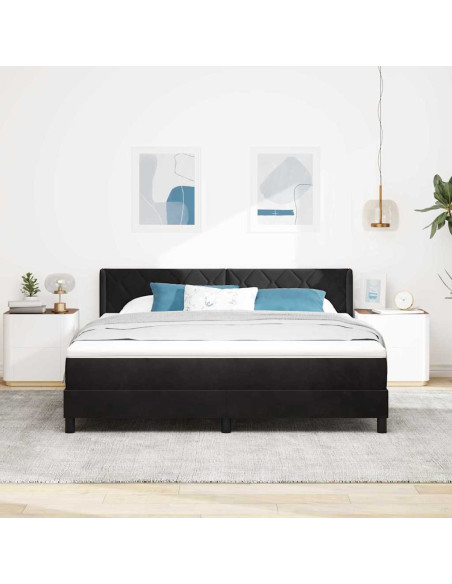 Letto a molle con testiera Nero 200 x 180 cm Velluto