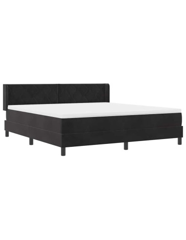 Letto a molle con testiera Nero 200 x 180 cm Velluto
