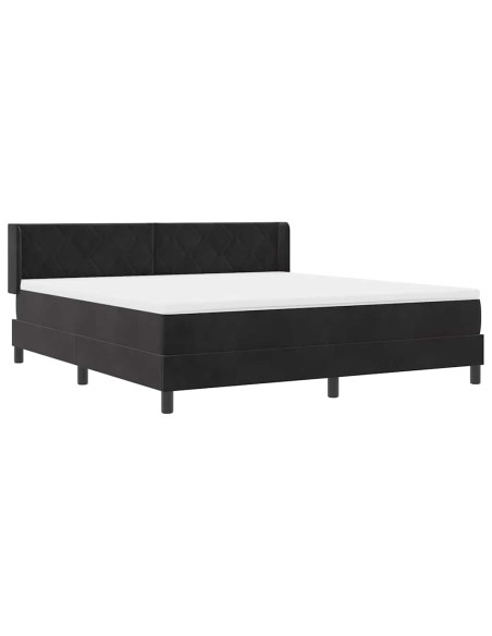 Letto a molle con testiera Nero 200 x 180 cm Velluto