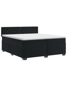 Letto box spring con materasso Nero 200 x 200 cm Velluto 2
