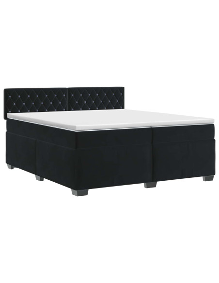 Letto box spring con materasso Nero 200 x 200 cm Velluto