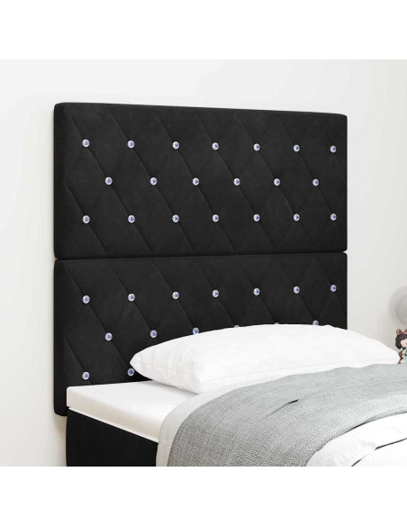 Testiera LED con strisce LED con testiera Nero 90 cm Velluto