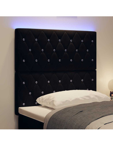 Testiera LED con strisce LED con testiera Nero 90 cm Velluto