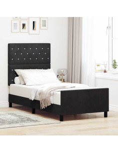 Letto a molle con testiera Nero 90 x 200 cm Velluto