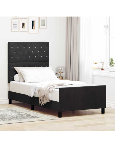 Letto a molle con testiera Nero 90 x 200 cm Velluto