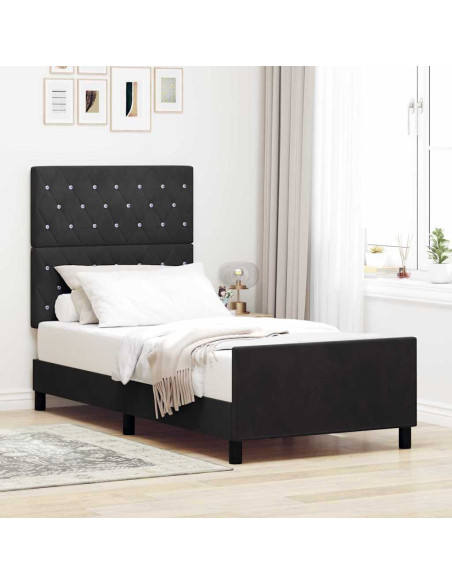Letto a molle con testiera Nero 90 x 200 cm Velluto