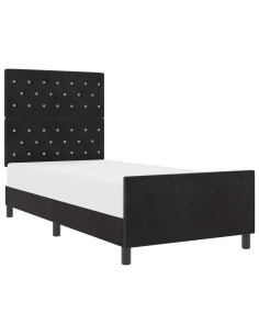 Letto a molle con testiera Nero 90 x 200 cm Velluto 2