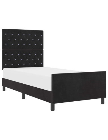 Letto a molle con testiera Nero 90 x 200 cm Velluto