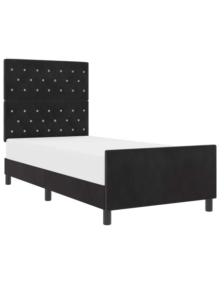 Letto a molle con testiera Nero 90 x 200 cm Velluto
