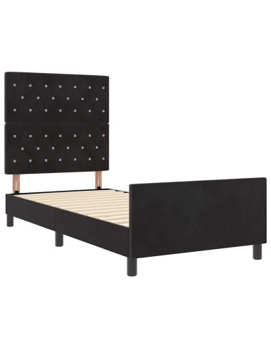 Letto a molle con testiera Nero 90 x 200 cm Velluto