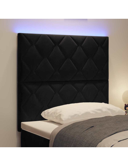 Testiera LED Nero 90 cm Velluto