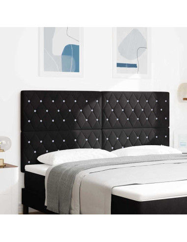 Testiera LED con strisce LED con testiera Nero 180 cm Velluto
