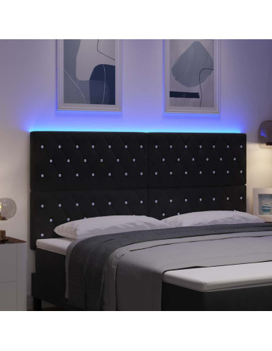Testiera LED con strisce LED con testiera Nero 180 cm Velluto