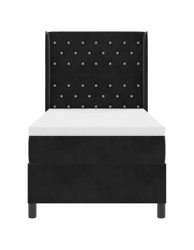 Letto a molle con materasso Nero 90 x 190 cm Velluto