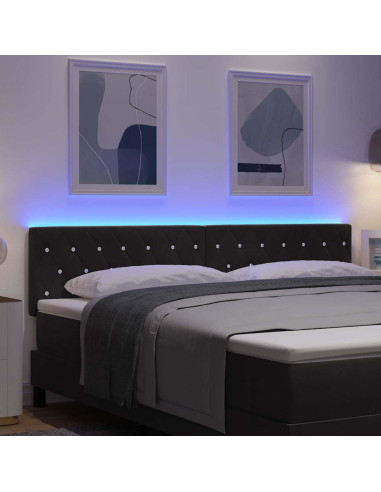 Testiera LED con strisce LED con testiera Nero 180 cm Velluto