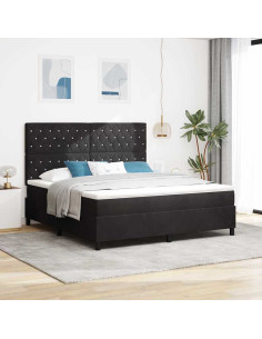 Letto a Sorgente LED con materasso Nero 180 x 200 cm Velluto