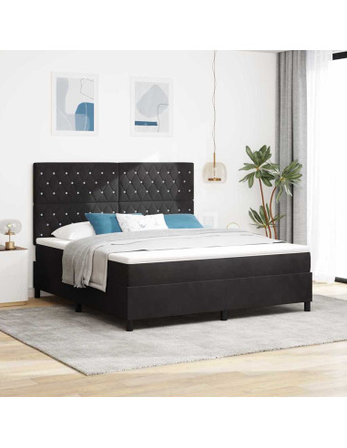 Letto a Sorgente LED con materasso Nero 180 x 200 cm Velluto