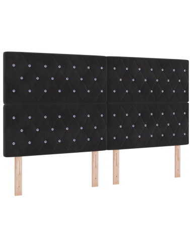 Letto a Sorgente LED con materasso Nero 180 x 200 cm Velluto