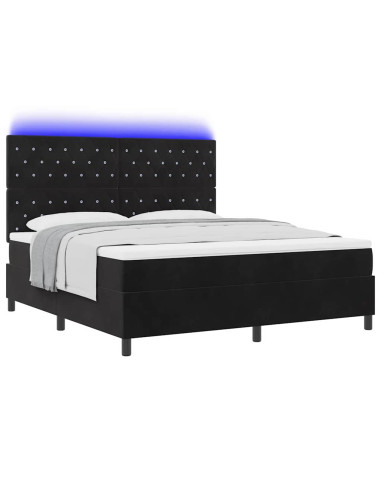 Letto a Sorgente LED con materasso Nero 180 x 200 cm Velluto