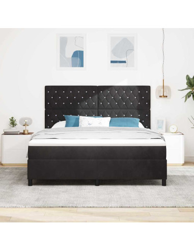Letto a Sorgente LED con materasso Nero 180 x 200 cm Velluto