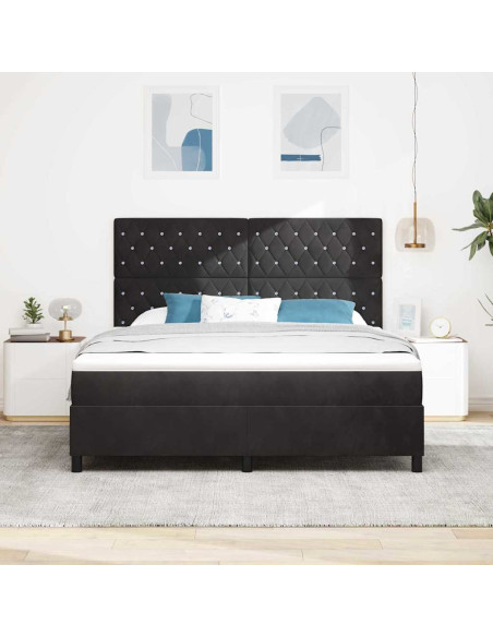 Letto a Sorgente LED con materasso Nero 180 x 200 cm Velluto