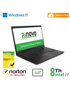 RINOVO NB LENOVO ThinkPad T480s i7-8X00 DDR4 16GB SSD 256GB 14.0" W11P No Dvd Grade A 1Y Warranty 3