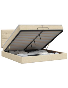 Letto ottomano con materasso Crema 200 x 200 cm Tessuto