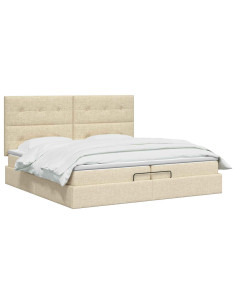 Letto ottomano con materasso Crema 200 x 200 cm Tessuto 2