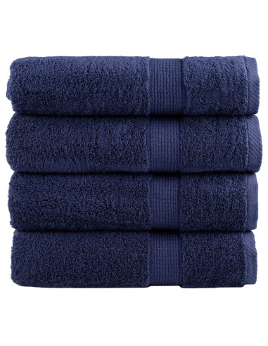 Asciugamani da bagno Premium SOLUND 4 pz Blu navy 100x150 cm 600 g/m²