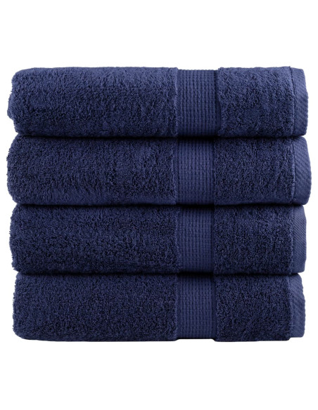 Asciugamani da bagno Premium SOLUND 4 pz Blu navy 100x150 cm 600 g/m²