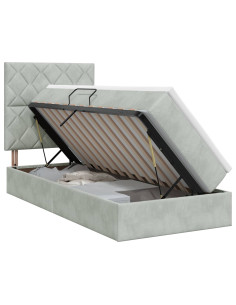 Letto con contenitore e materasso Grigio Chiaro 90 x 190 cm
