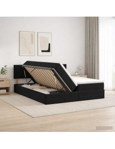 Letto con Contenitore con testiera 2 pz Nero