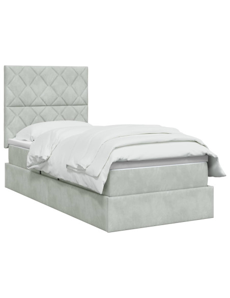 Letto con contenitore e materasso Grigio Chiaro 90 x 190 cm