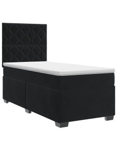Letto box spring con materasso Nero 90 x 200 cm Velluto 2